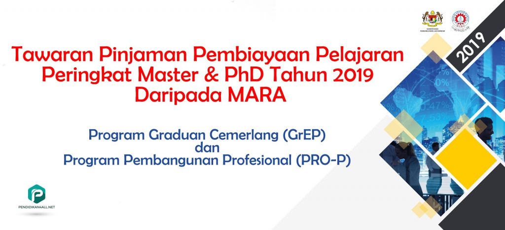 Tawaran Pinjaman Pembiayaan Pelajaran Peringkat Master & PhD Tahun 2019 Daripada MARA